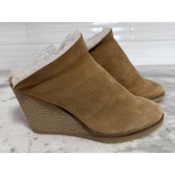 Isabel Marant Takita Shearling Suede Wedge Mule Slide On Shoes Size 37 - Picture 11 of 16